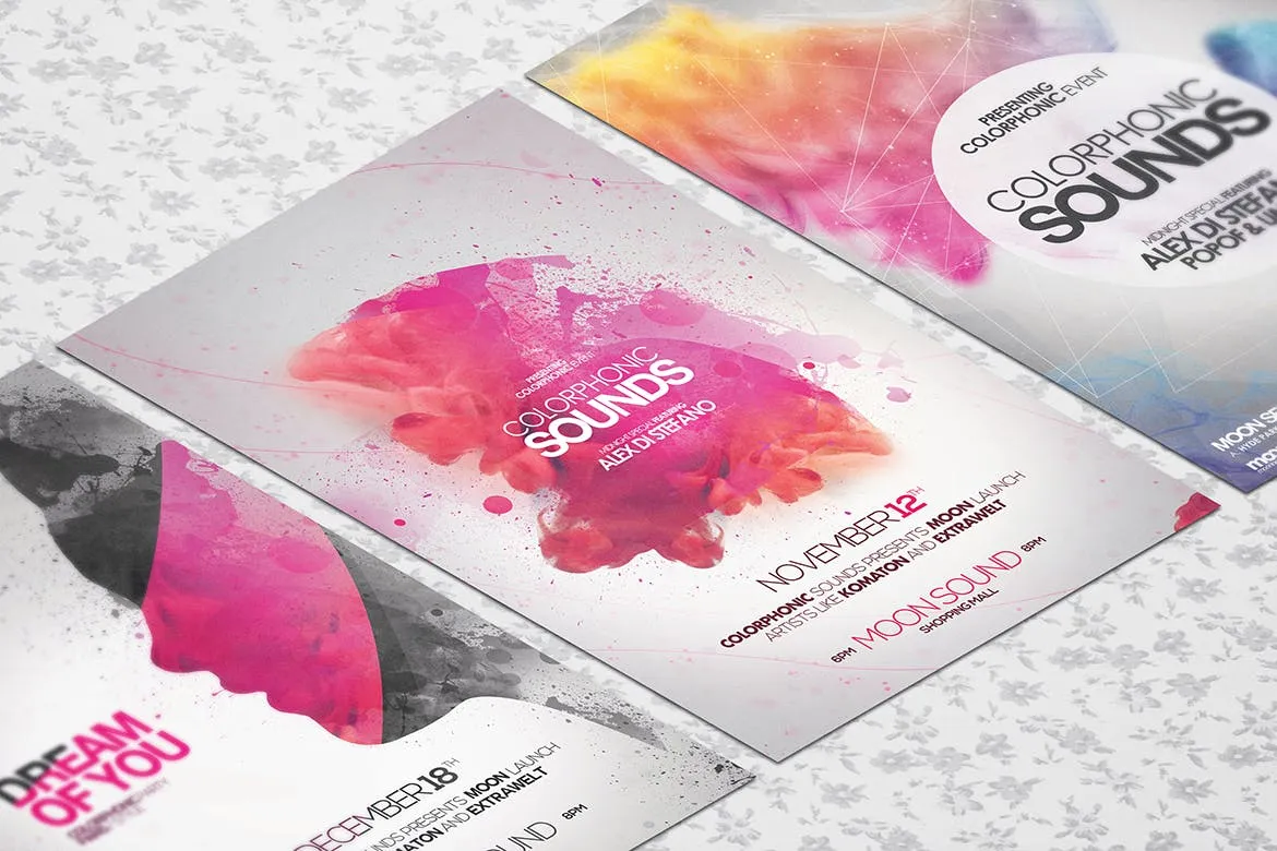 优雅水彩装饰元素海报设计效果图样机 Elegant Flyer Mock up插图(2)