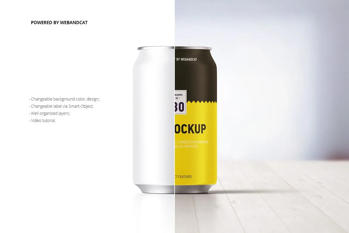 330ML容量易拉罐头外观设计样机模板 330ml Can Mock-up插图(1)