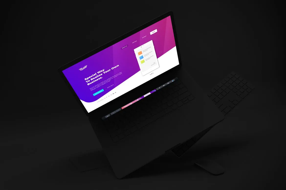 暗黑背景MacBook Pro笔记本电脑设计图预览素材库精选样机v3 Dark Macbook Pro Mockup V.3插图(3)