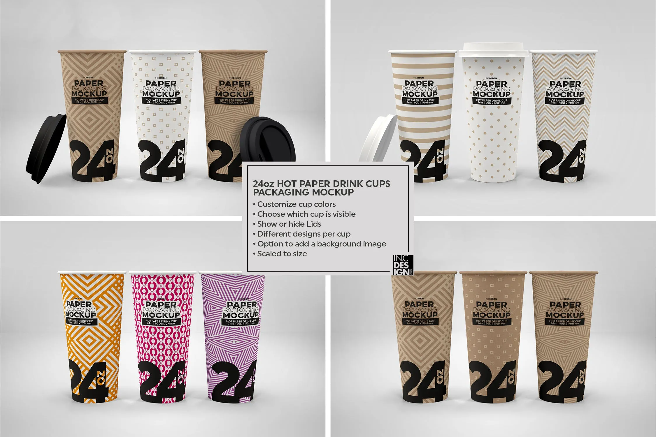 热饮一次性纸杯外观设计素材库精选 Paper Hot Drink Cups Packaging Mockup插图(5)