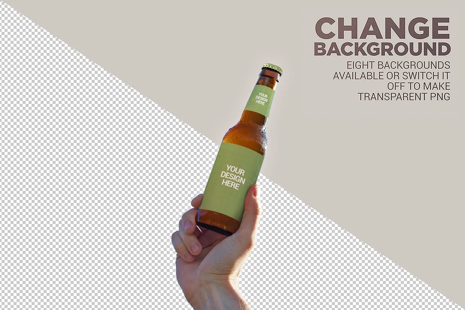 天空背景啤酒瓶外观设计图素材库精选 Sky Backgrounds Beer Mockup插图(4)