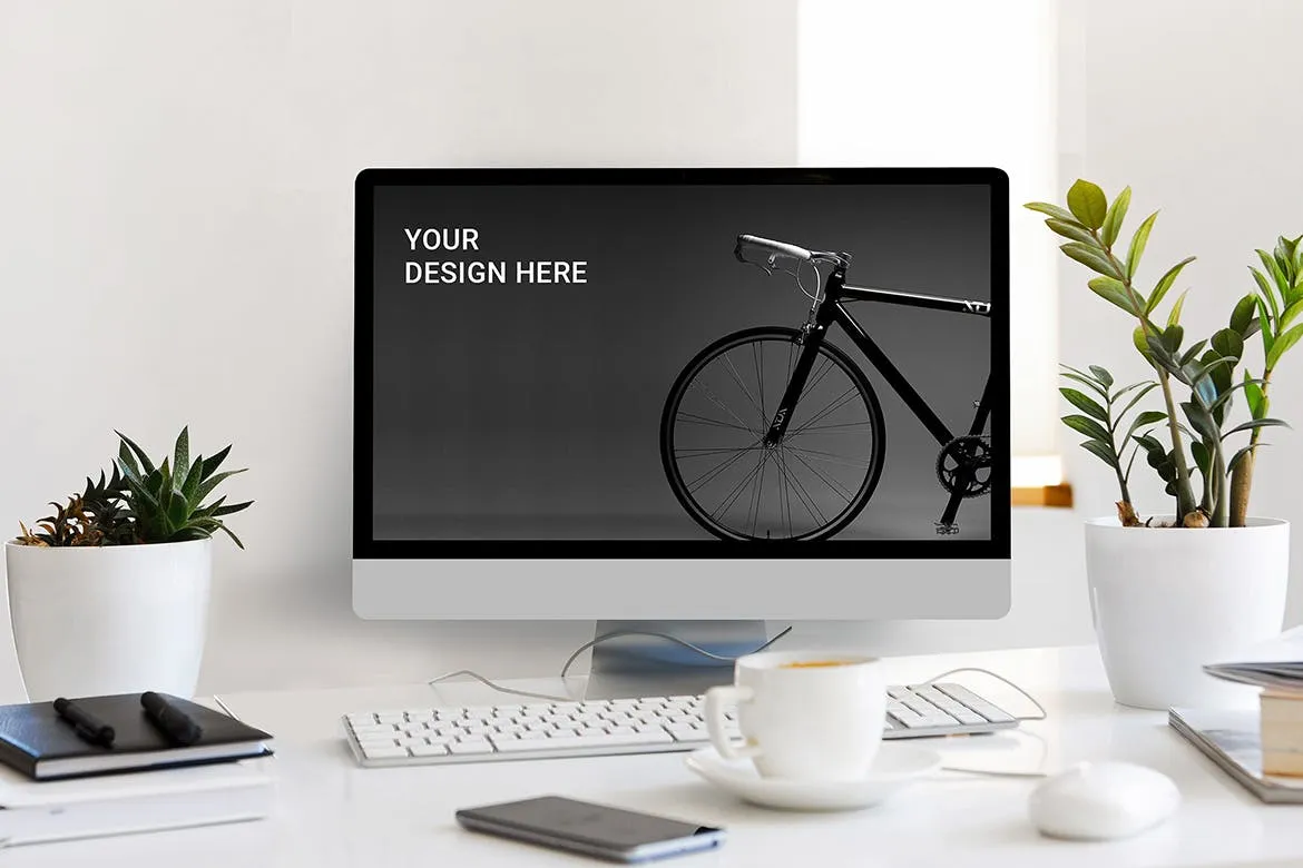 真实iMac一体机屏幕预览样机模板 Desktop Mockup插图(1)