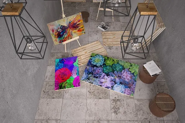 水彩油画手绘艺术作品画廊样机 Painting Gallery Mockup插图(6)