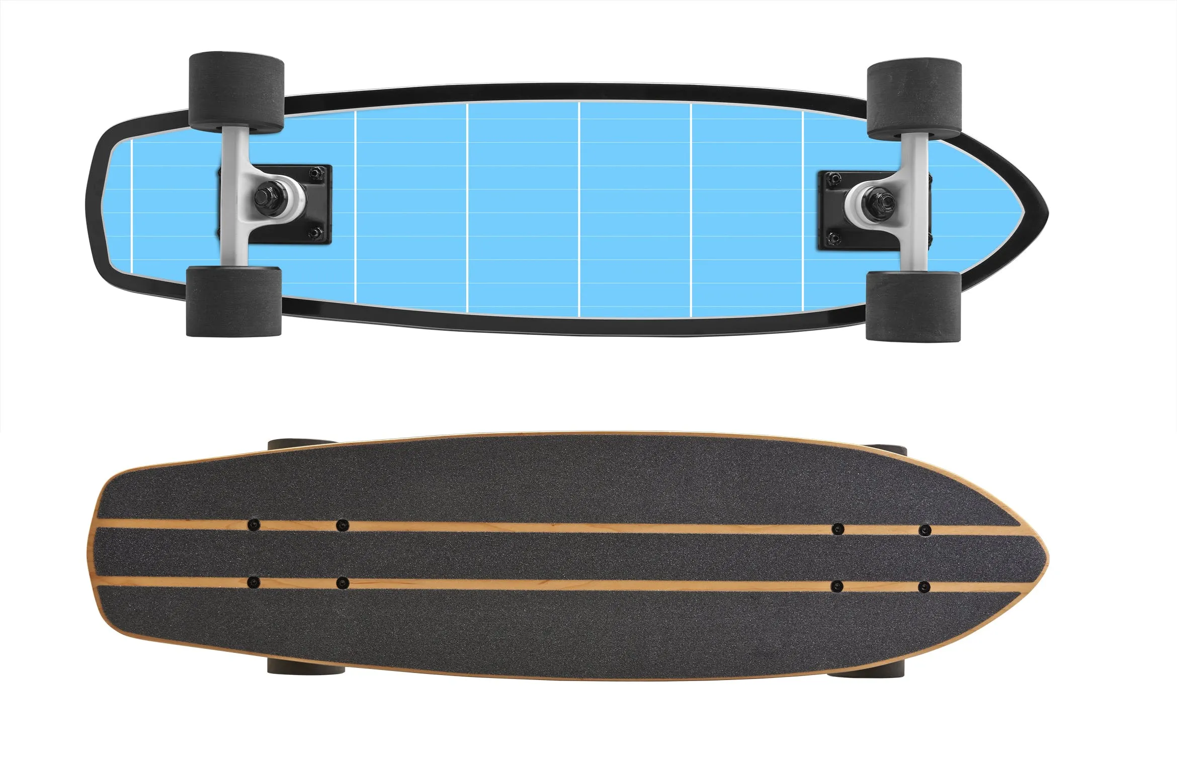 滑板外观设计俯视图amp;底部图样机模板 Skate_Board_Mockup
