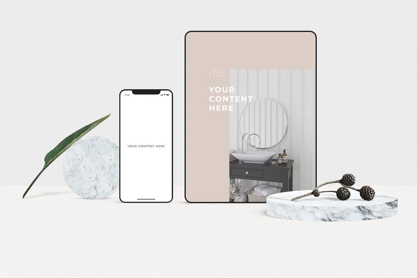 62个预制场景响应式UI设计展示样机素材库精选套装 Minimal Multi Mockup Scene Creator插图(3)