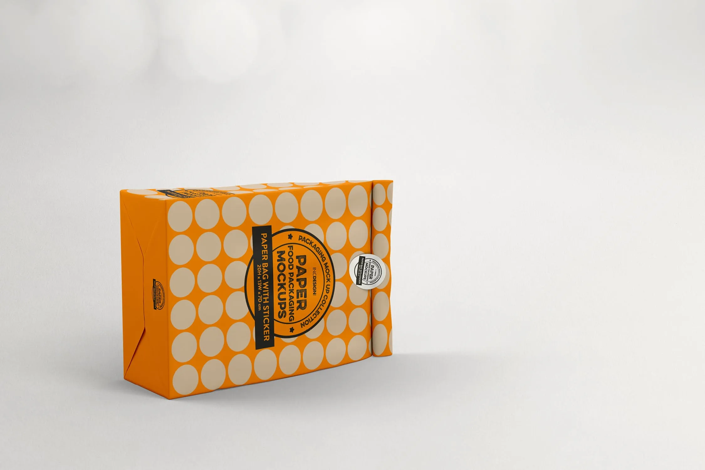 贴纸密封包装纸袋设计效果图素材库精选 Paper Bag with sticker Seal Packaging Mockup插图(3)