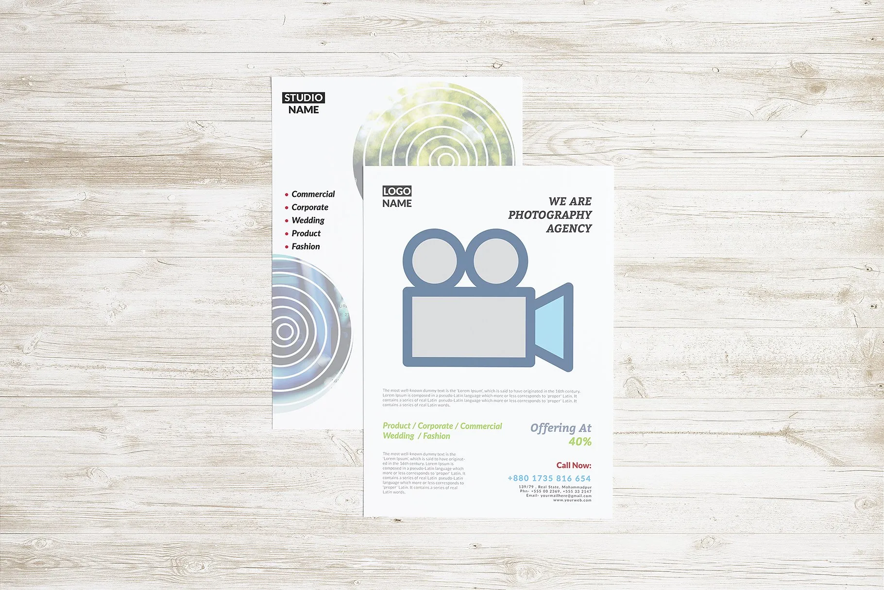 信笺，传单，海报样机模板合集 Letterhead, Flyer, Poster mockup v.1插图(4)