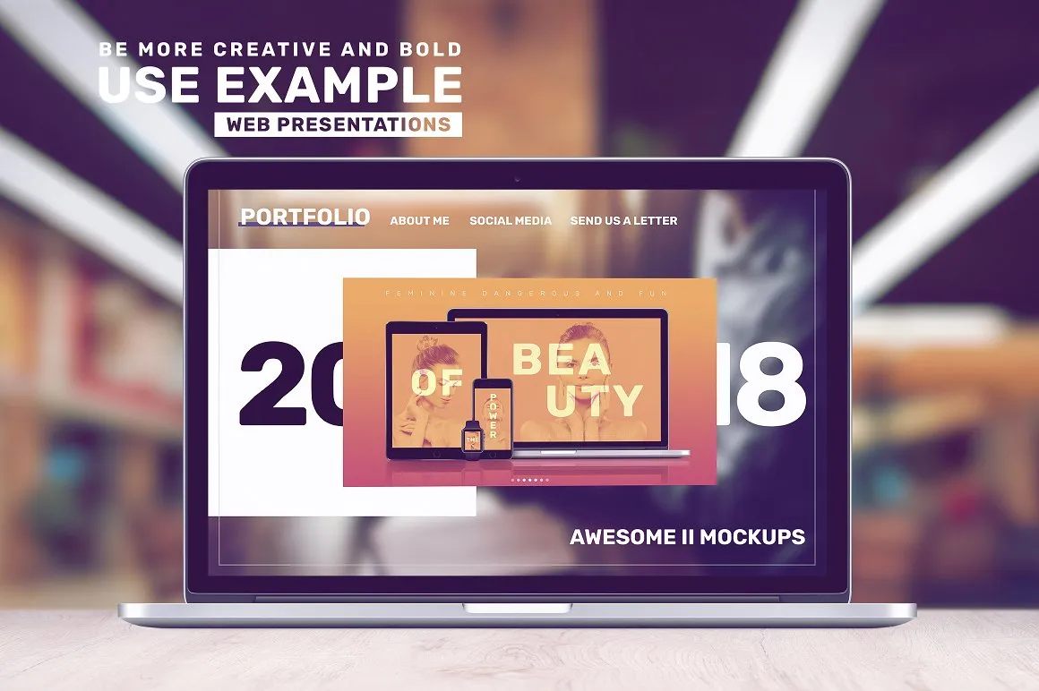 素材库下午茶：一批漂亮的响应式网页或平台UI设计展示场景组合样机下载 [PSD]插图(12)