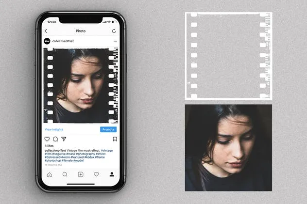 Instagram贴图照片复古胶片电影效果样机 Instagram Vintage Film Effects插图(1)