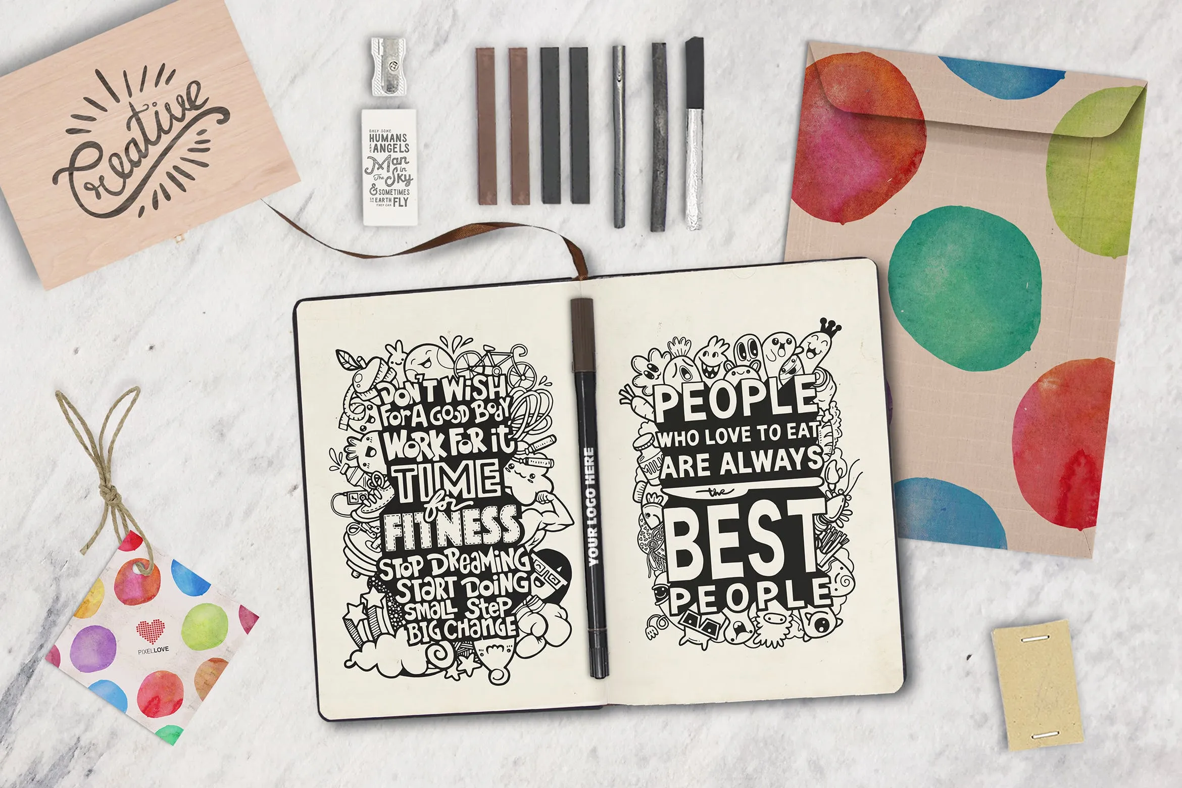 素描绘画场景作品预览图样机模板 Sketch Scene Creator插图