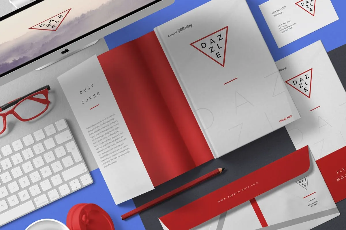 精装书籍封面办公用品场景样机 Book Cover Mockup Scenes