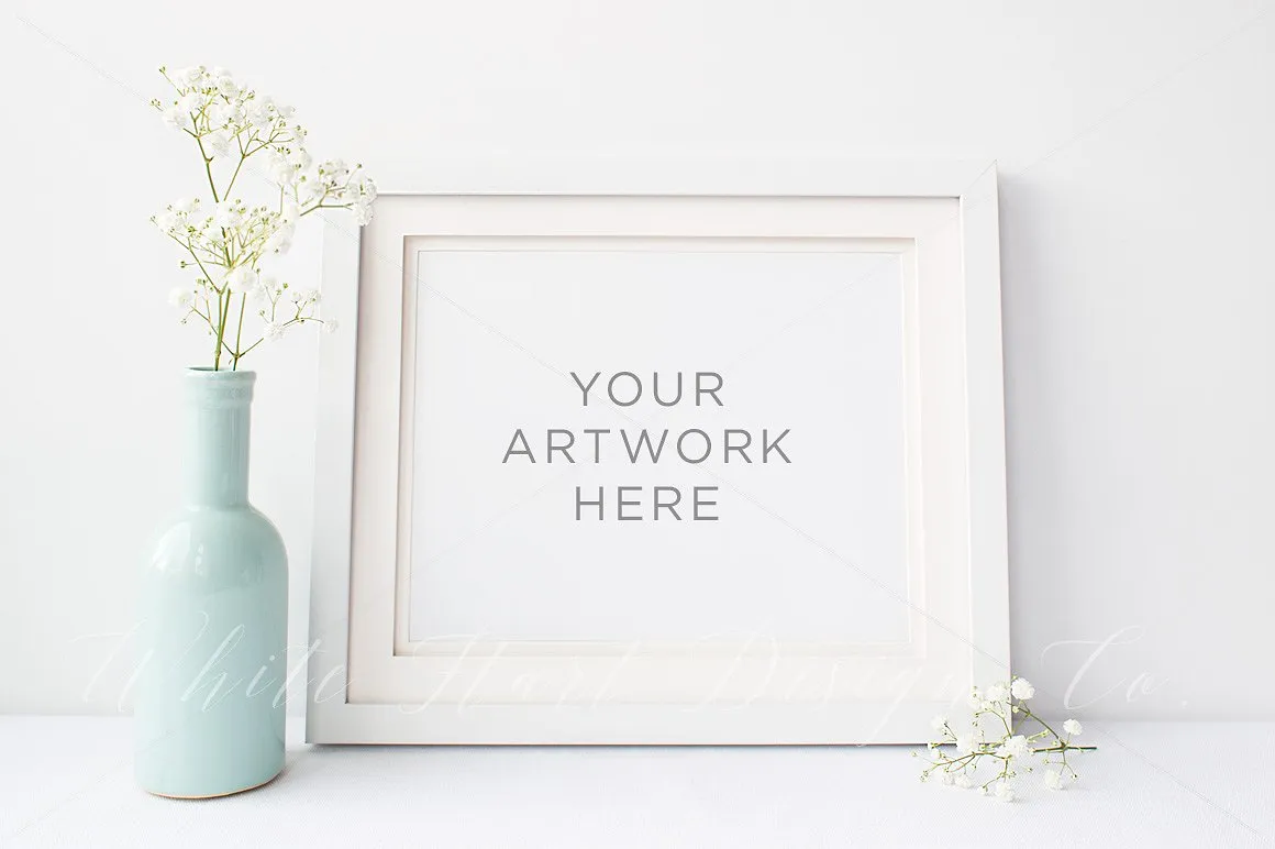 简约花饰画框样机 8×10′ Landscape Frame mock up插图