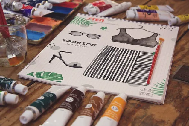 画室创作场景网格笔记本样机模板v2 Grid Paper Notebook View插图(1)