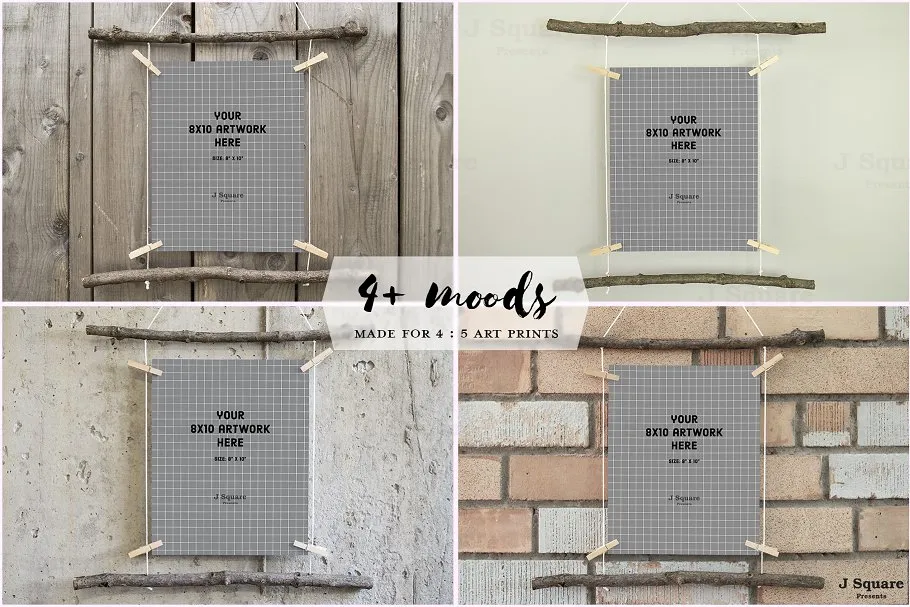 别具一格的艺术作品展示样机 Rustic Mock Ups for 8×10 Art Prints插图(1)