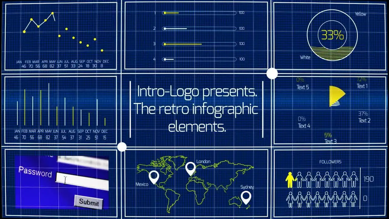 8个复古信息图表元素像素设计精选AE模板