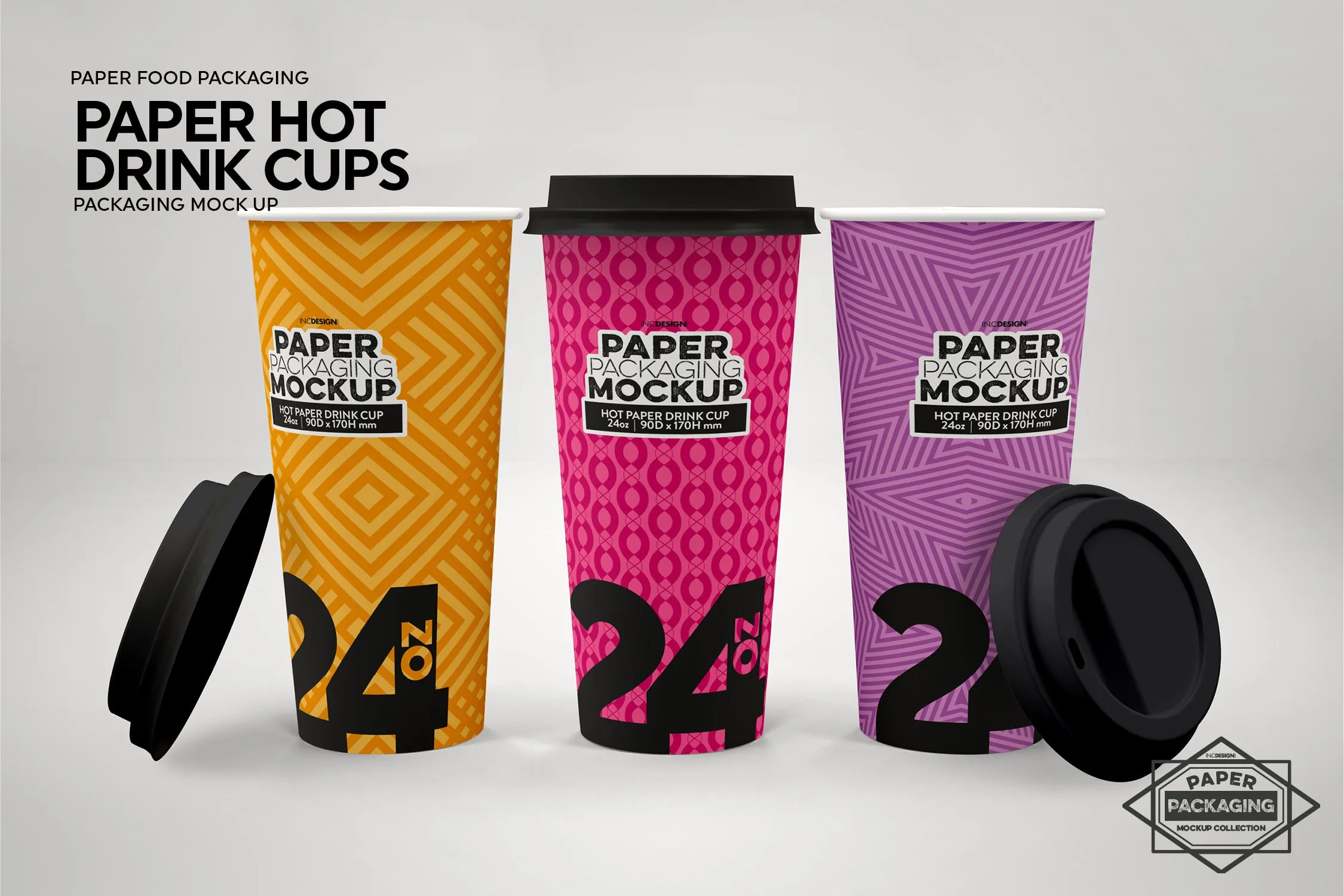热饮一次性纸杯外观设计素材库精选 Paper Hot Drink Cups Packaging Mockup插图(4)