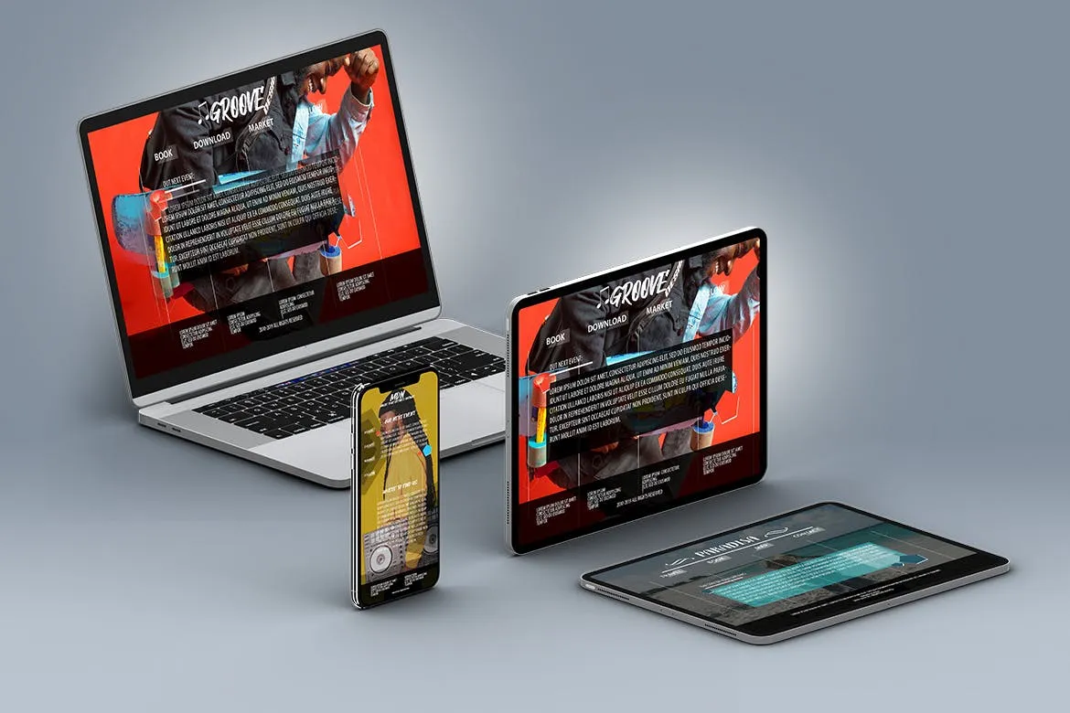 超高分辨率等距多设备响应式设计预览样机PSD模板 Isometric Multi-Device PSD Mock-ups 2019插图(2)