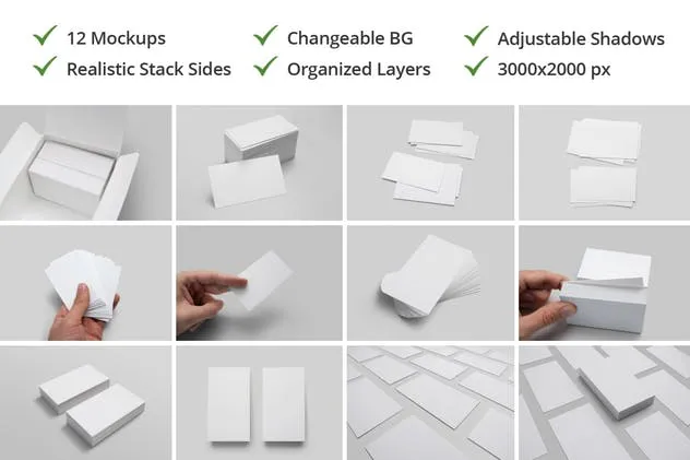 经典简约风格企业名片设计样机 Realistic Business Card Mockups for US Size插图(2)