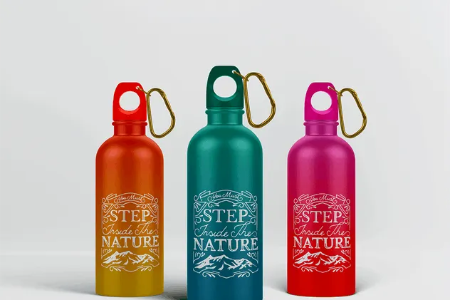 金属运动水杯外观样机模板 Reusable Water Bottle MockUp插图(1)