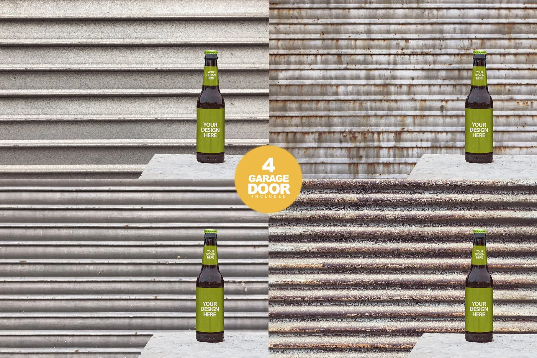 车库场景啤酒瓶外观设计预览样机 Garage Beer Mockup插图(3)