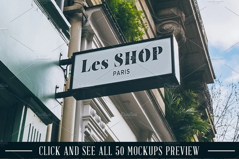 50款真实街景店招Logo样机 50 Signs mockups插图(4)