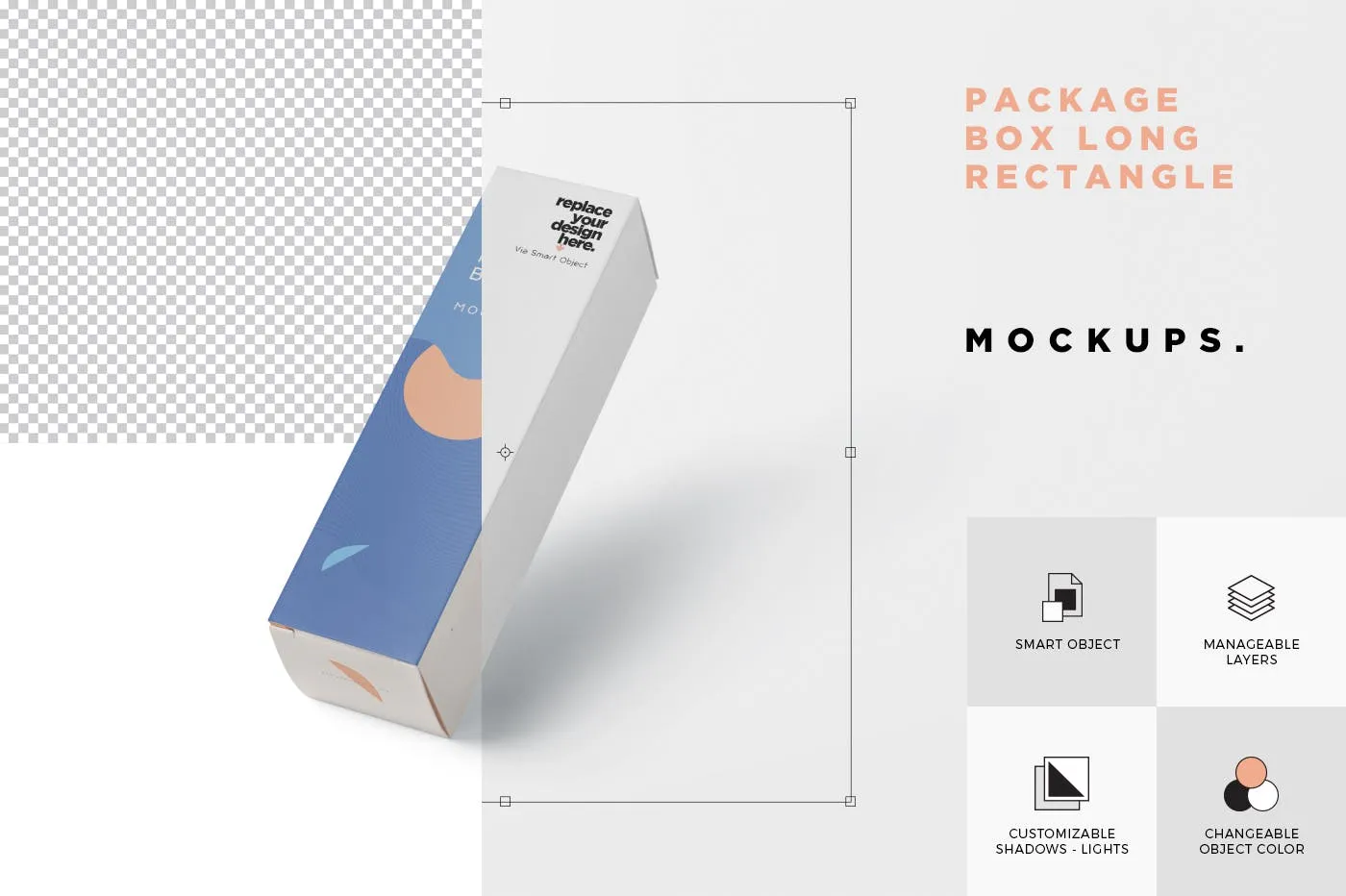 长矩形包装盒外观设计素材库精选 Package Box Mock-Up – Long Rectangle Shape插图(4)