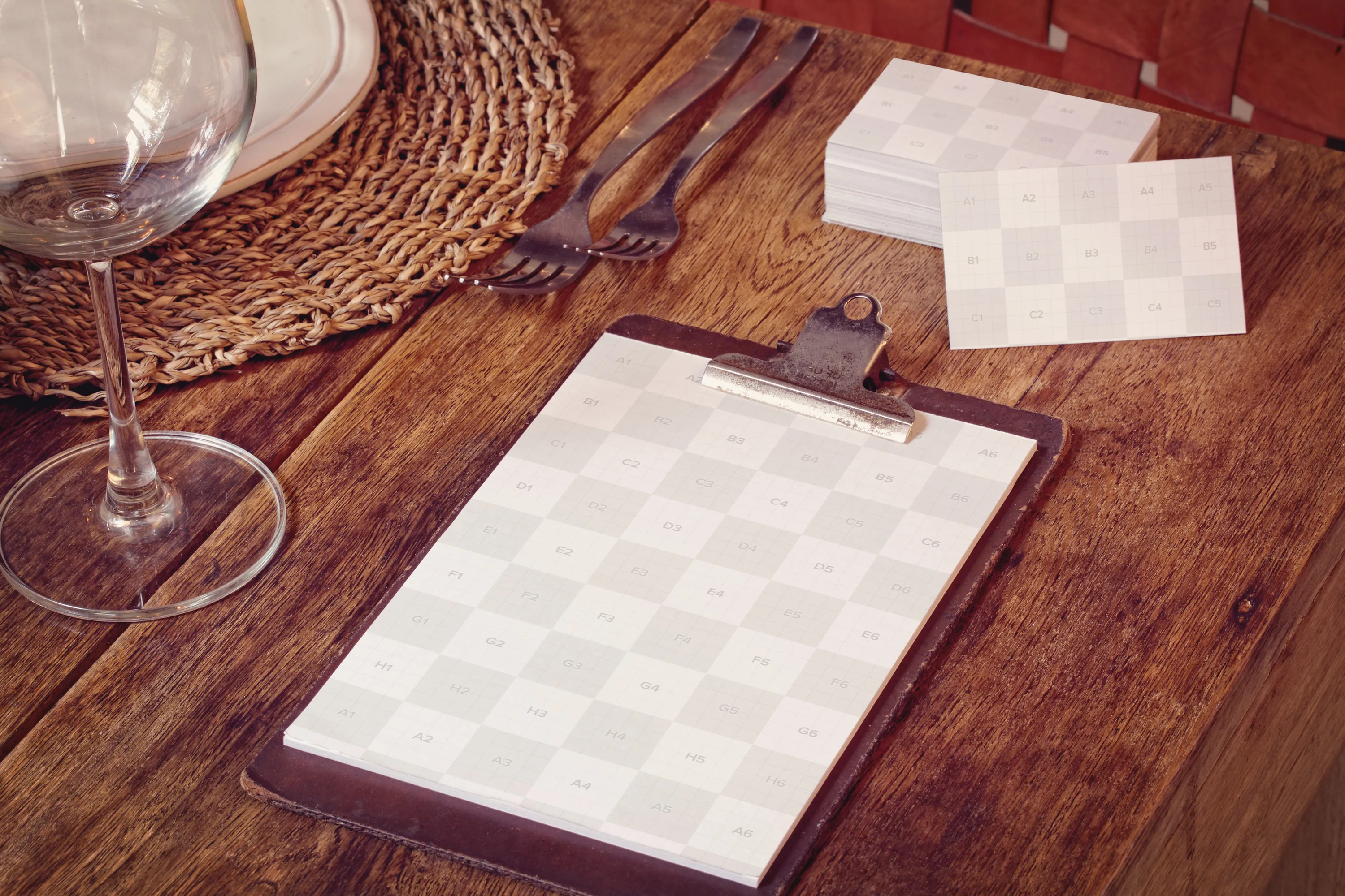 名片/菜单设计品牌VI设计预览样机模板 Business Cards, Menu Mockup插图(1)