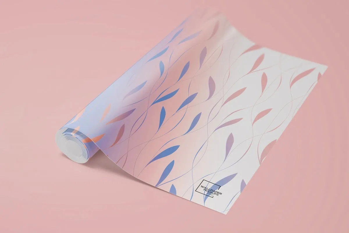 墙纸设计卷轴PSD样机1 Wallpaper Rolled PSD Mockups 01