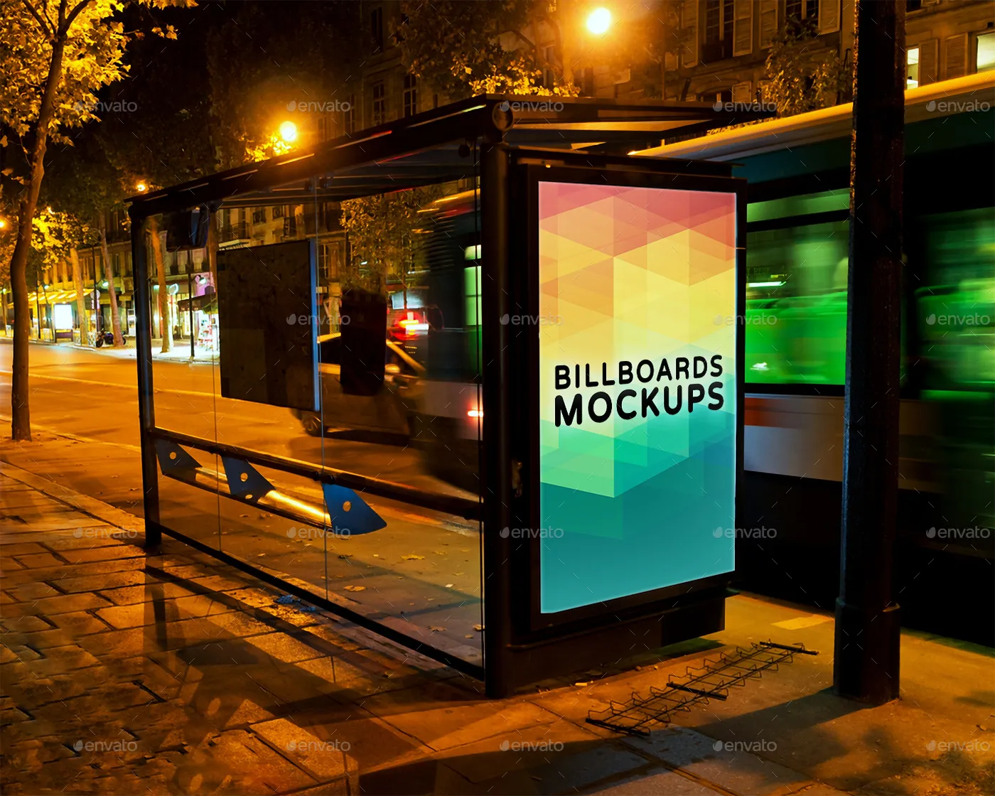 夜间广告牌展示样机模版 Billboards Mockups at Night Vol.1插图(4)
