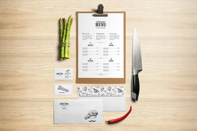 高端美食餐厅品牌展示样机 Restaurant Food Mockup插图(2)