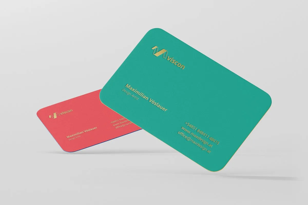 优雅企业圆角名片样机模板 Business Card Mockup Round Corners插图