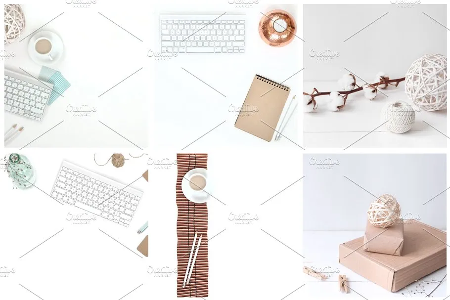 蓝色主点缀办公场景样机模板 Blue stock photo bundle插图(3)