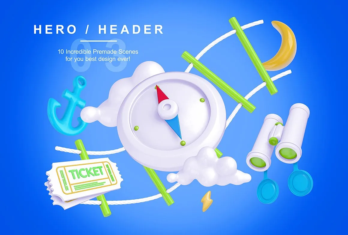 Bright Travel Items Scene Generator卡通风格的旅游物品展示样机下载 1.38 GB[psd]插图(4)