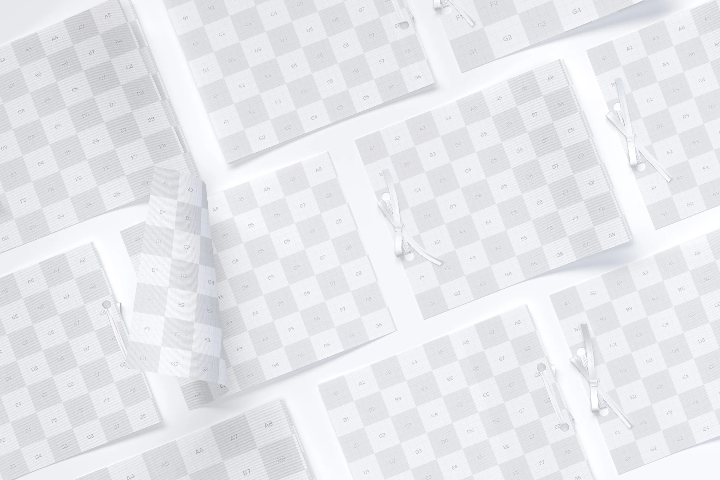 婚礼邀请函/贺卡设计效果网格布局样机 Wedding Cards Mockup, Grid Layout