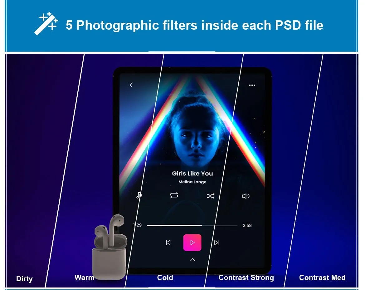 音乐APP界面设计效果图iPad Pro平板电脑样机模板 iPad Pro Music App插图(6)