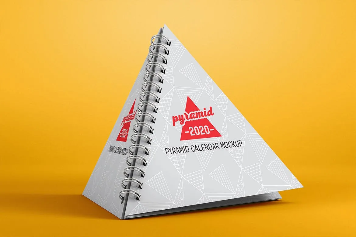 金字塔日历设计效果图样机PSD模板 Pyramid Calendar Mockup插图(1)