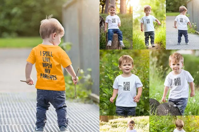 童装男童圆领T恤服装样机模板 Toddler Boy Crew Neck T-shirt Mock-up插图(5)