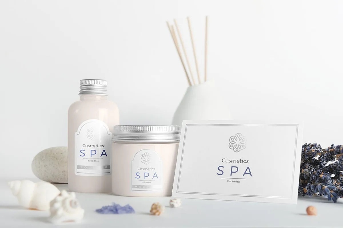 SPA高级品牌化妆品品牌包装外观样机v.1 SPA Cosmetics Mockup v.1