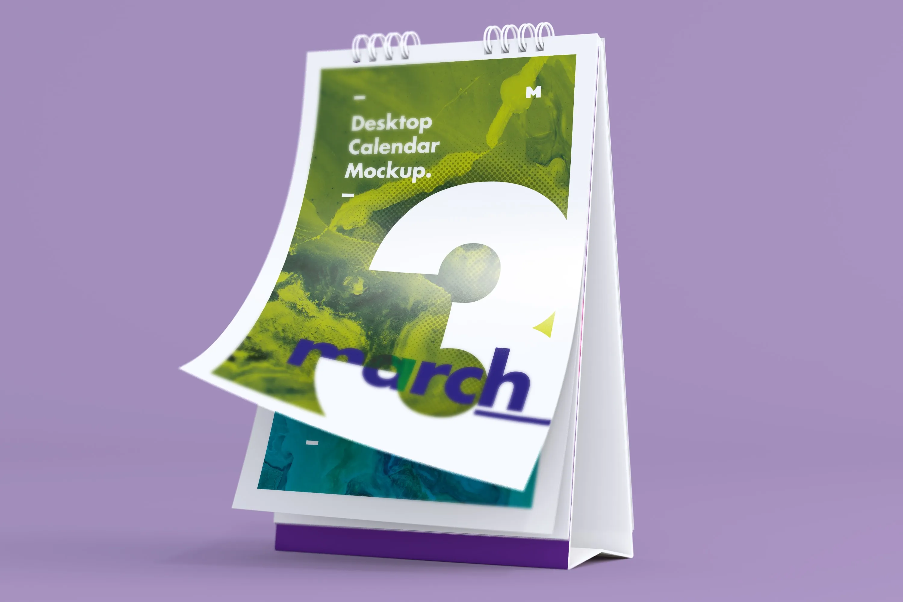 桌面纵向日历设计翻页效果样机模板 Desktop Portrait Calendar Mockup Turning Pages插图(2)