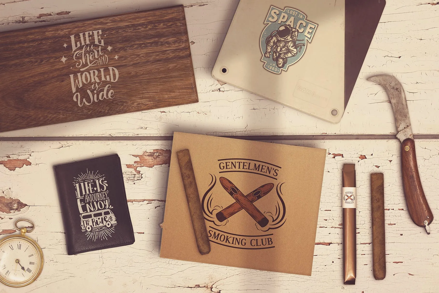 古巴雪茄外包装手绘设计场景样机模板 Cuban Cigars Scene Creator插图(1)