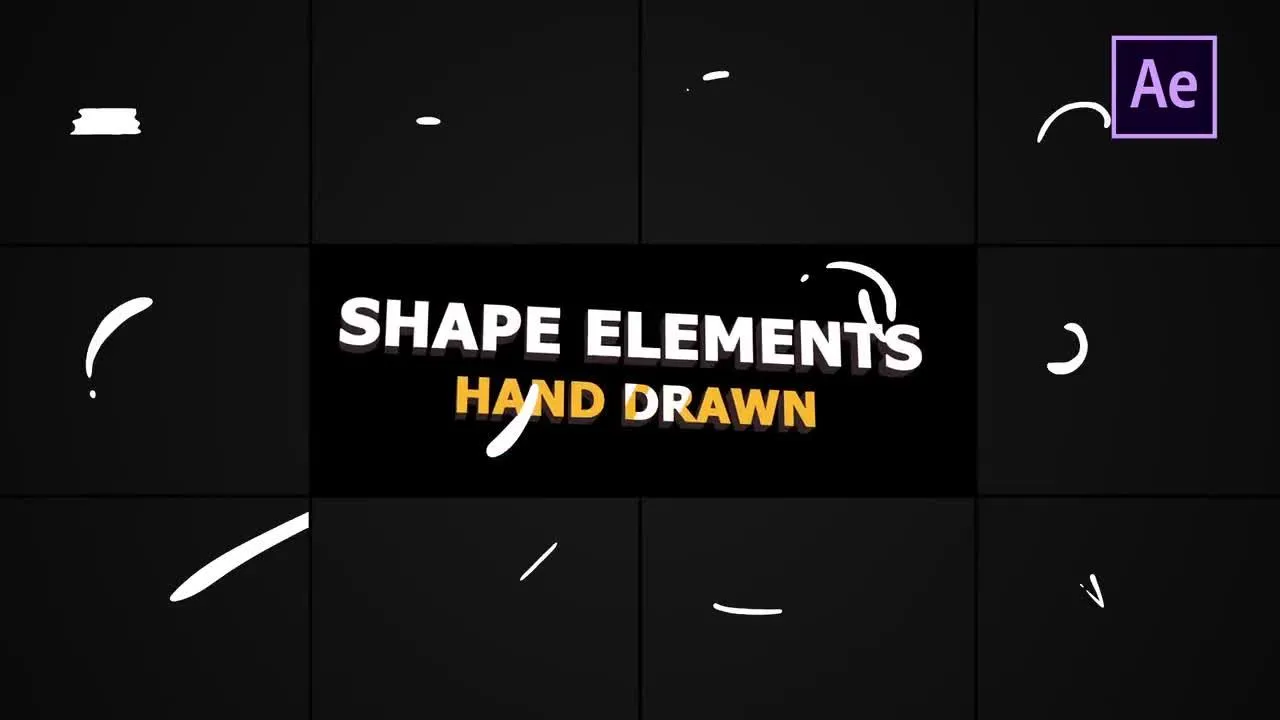 10个动画手绘卡通形状元素ae模板