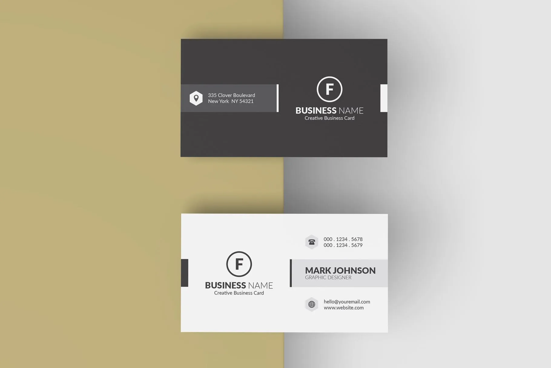 极简设计风格名片设计效果图素材库精选 Minimalist Business Cards Mockup插图(2)