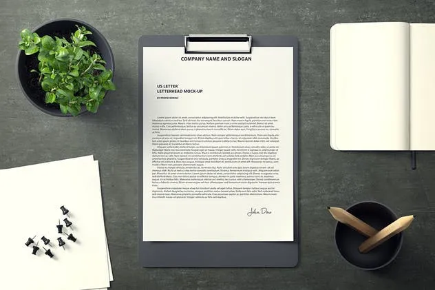 简约风格美式信头信纸版式设计样机素材库精选 US Letter Letterhead Mock-Up插图(4)