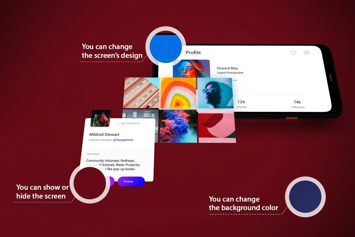 谷歌Pixel 4手机屏幕预览效果图素材库精选样机v2 Pixel 4 Mockup V.2插图(2)