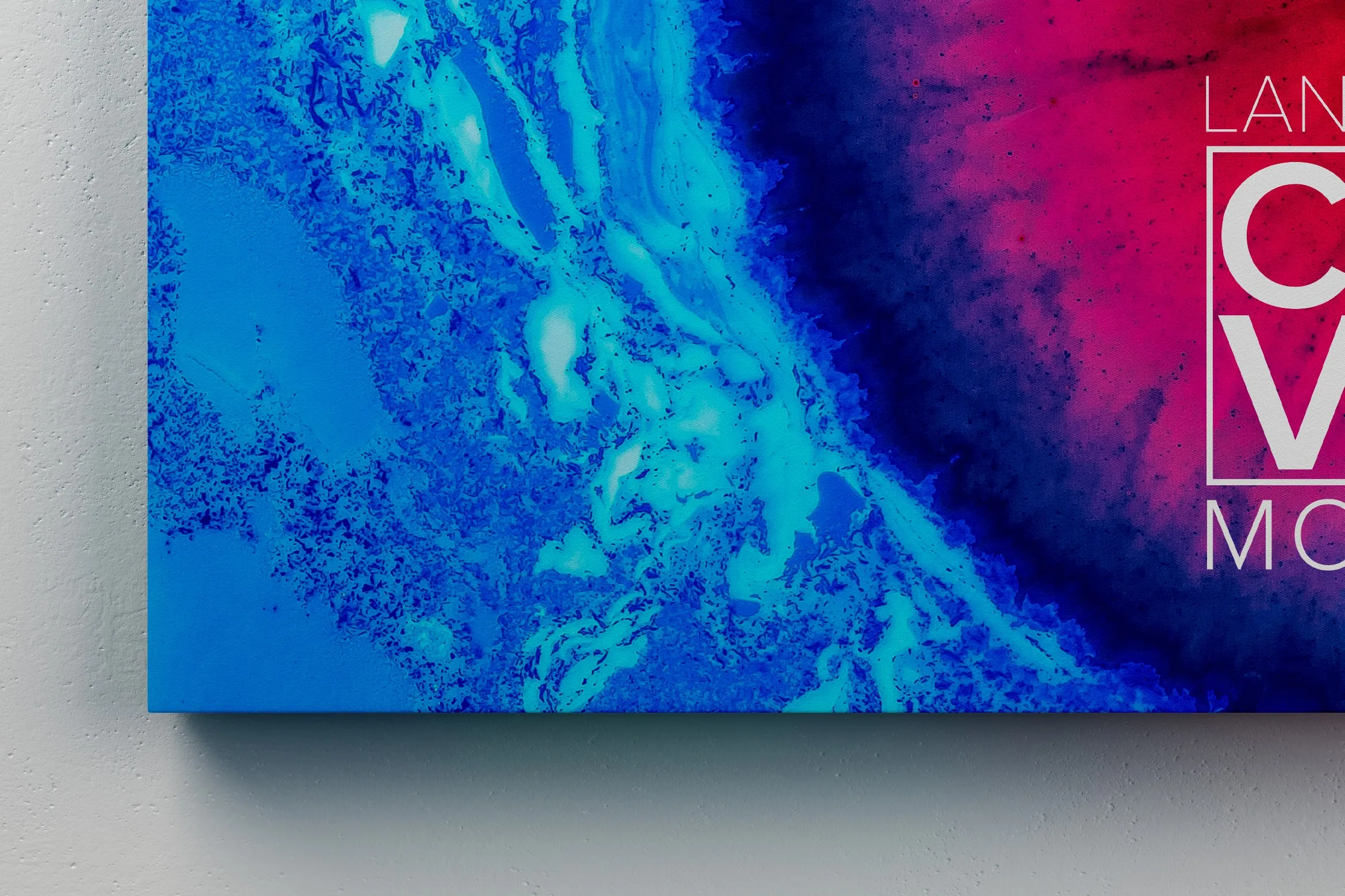 挂墙画布画框前视图样机模板素材02 Landscape Canvas Frame Mockup Hanging on Wall in Front View 02