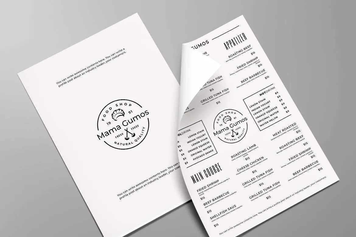 简约风西式餐厅素材库精选菜单模板v17 SGM – Food Menu. 17插图(1)