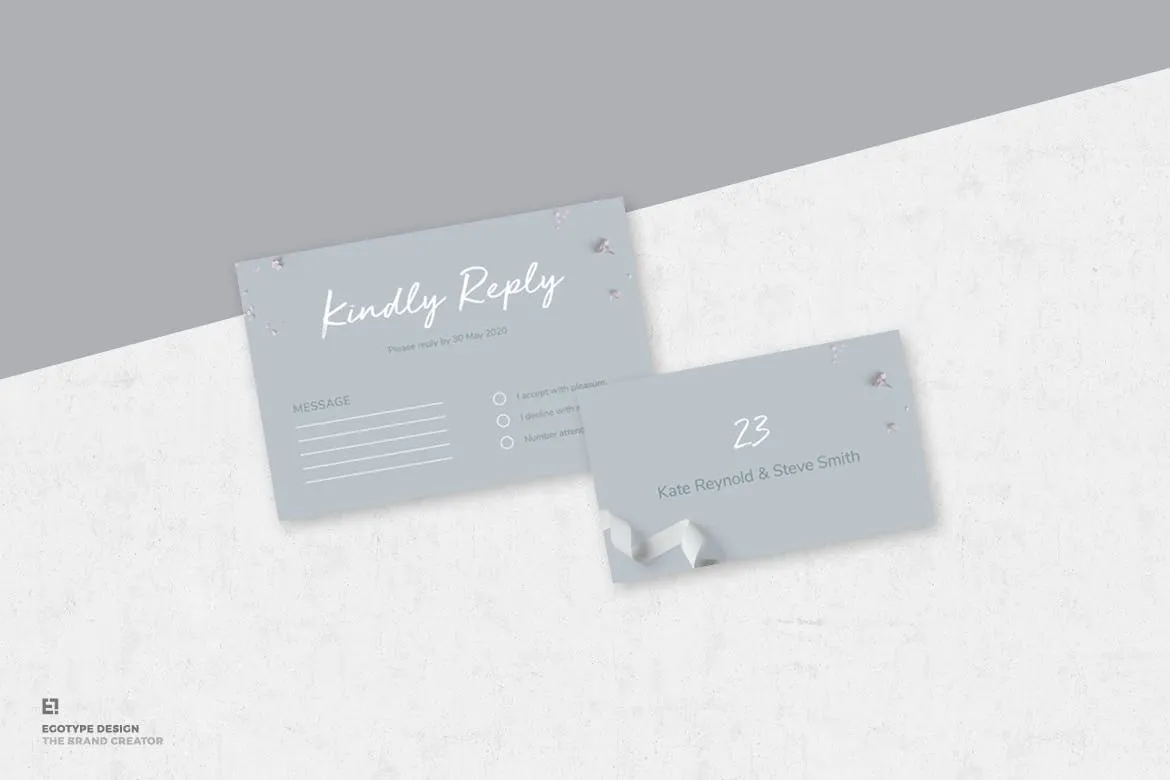 折纸艺术装饰风格婚礼邀请设计套件 Wedding Invitation Suite插图(4)