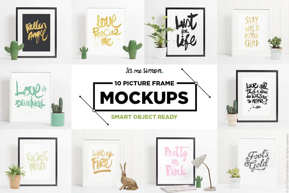 10款简约现代的画框展示样机模板 10 Picture Frame mockups