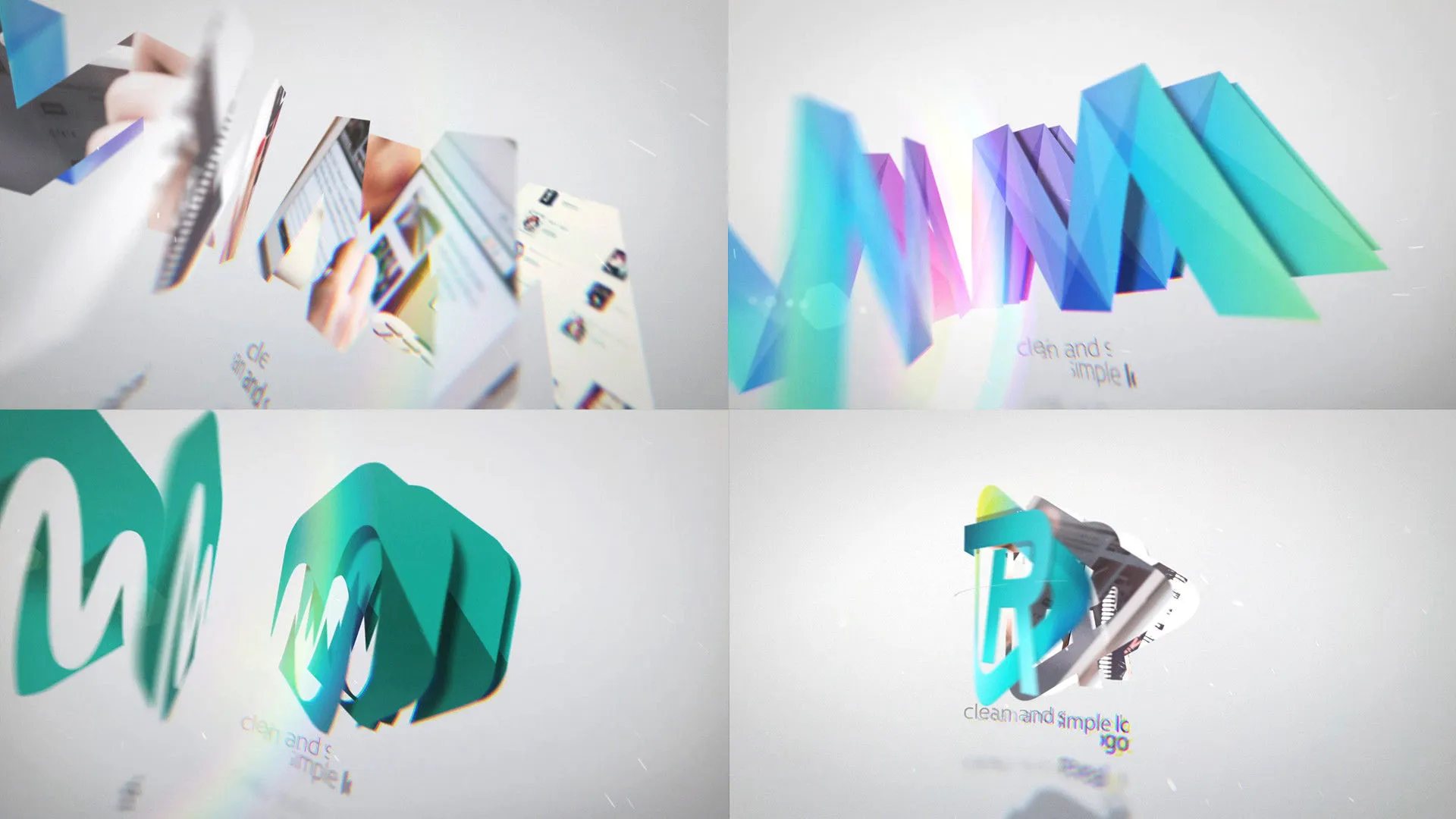 现代简洁创意的翻转重叠效果展示徽标像素设计精选AE模板