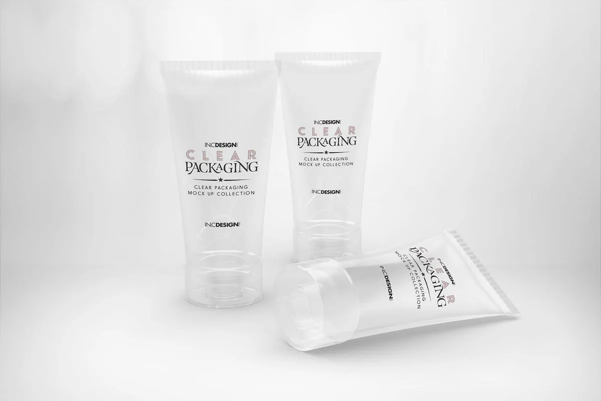 洗面奶/防晒霜透明软管包装样机 Clear Cosmetic Tube Mockups